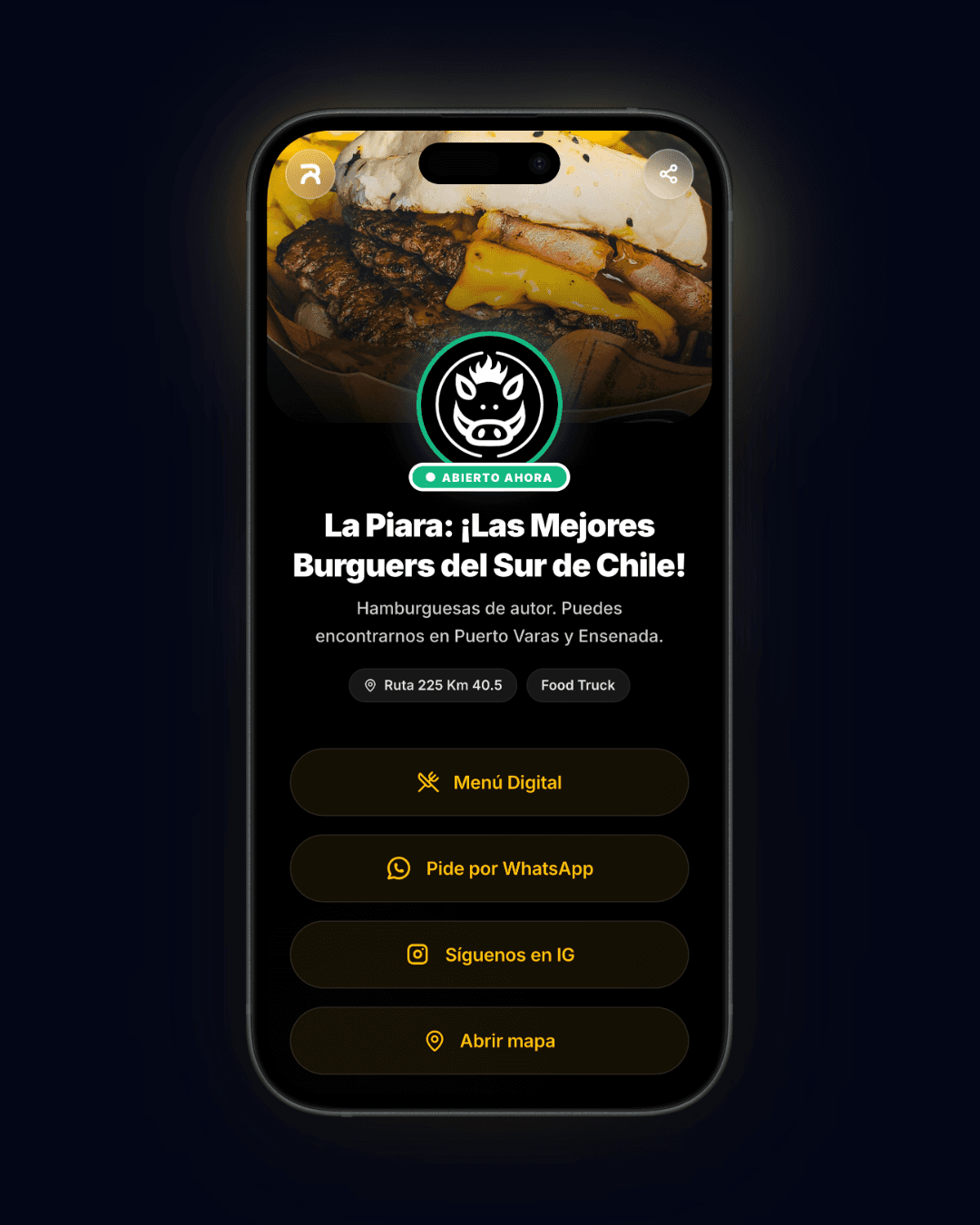 Vista del Bio público de un restaurante en ResTable